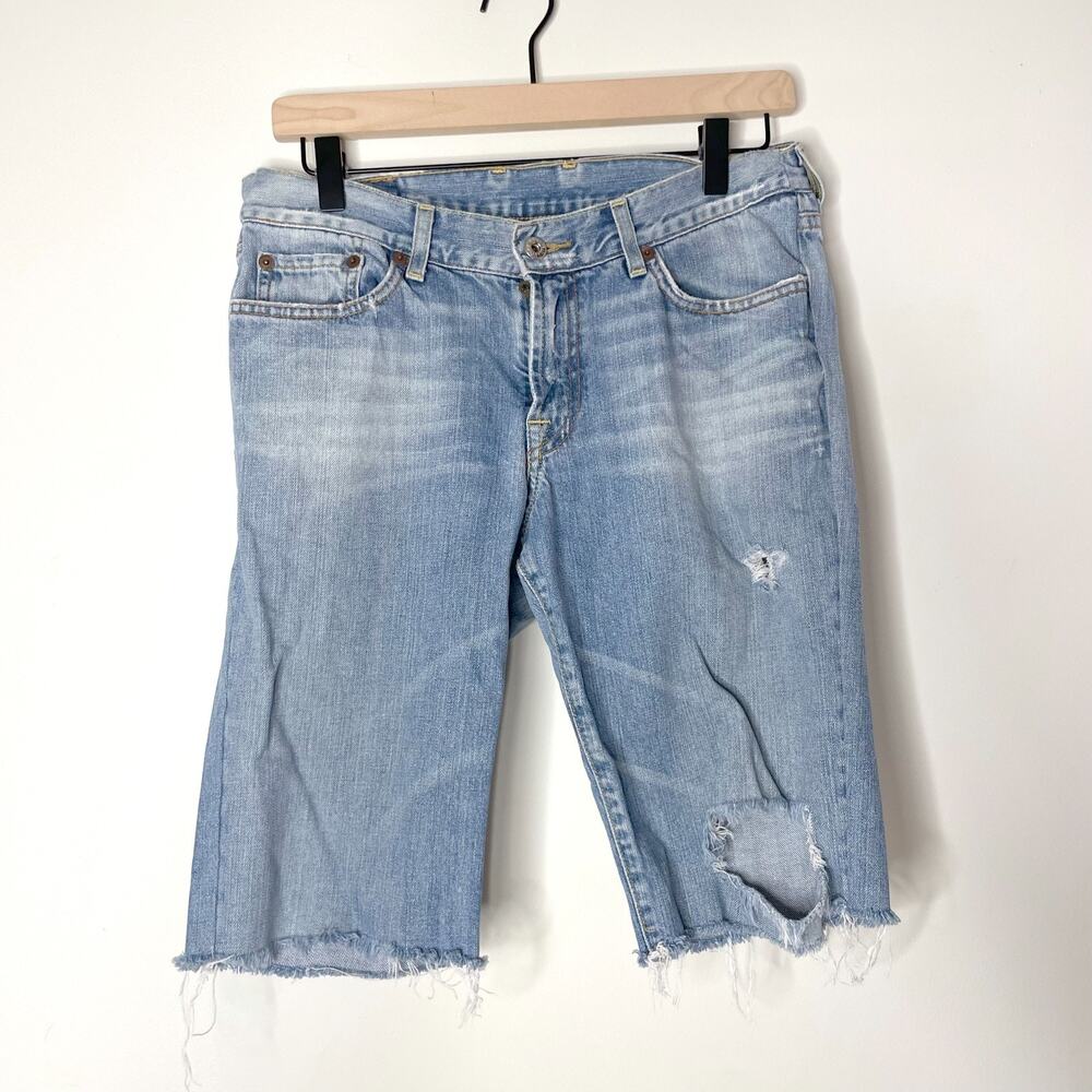 Vintage Y2K Lucky Jorts Sz 10 Low Rise Cutoff Denim Bermuda Shorts Cotton USA